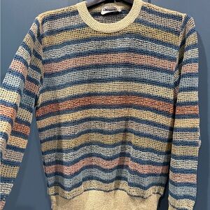 Missoni Men's Sweater in Blue, Cream, and Tan